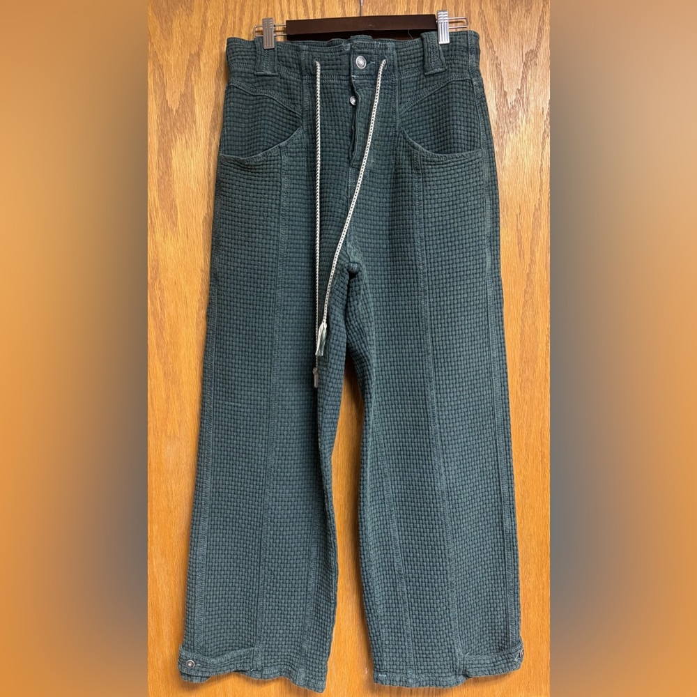 We The Free Dark Green Waffle Knit Wide Leg Pants